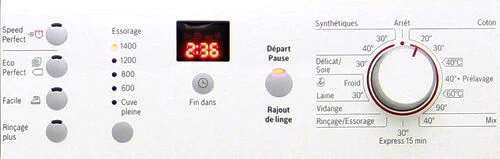 tableau de bord lave linge